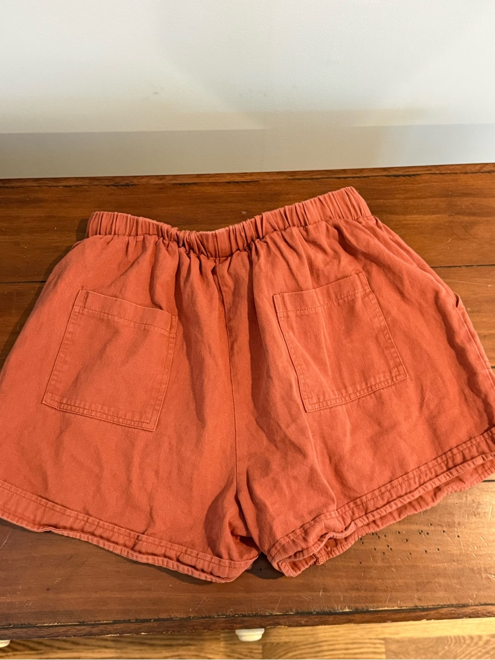 Women's Drawstring Rust Athletic Shorts - Picture 2 of 3